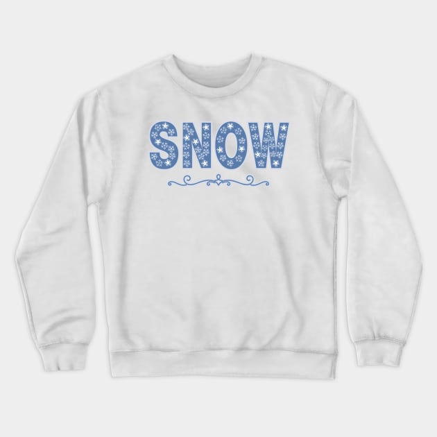 White Snowflake Snow Text Crewneck Sweatshirt by Barthol Graphics